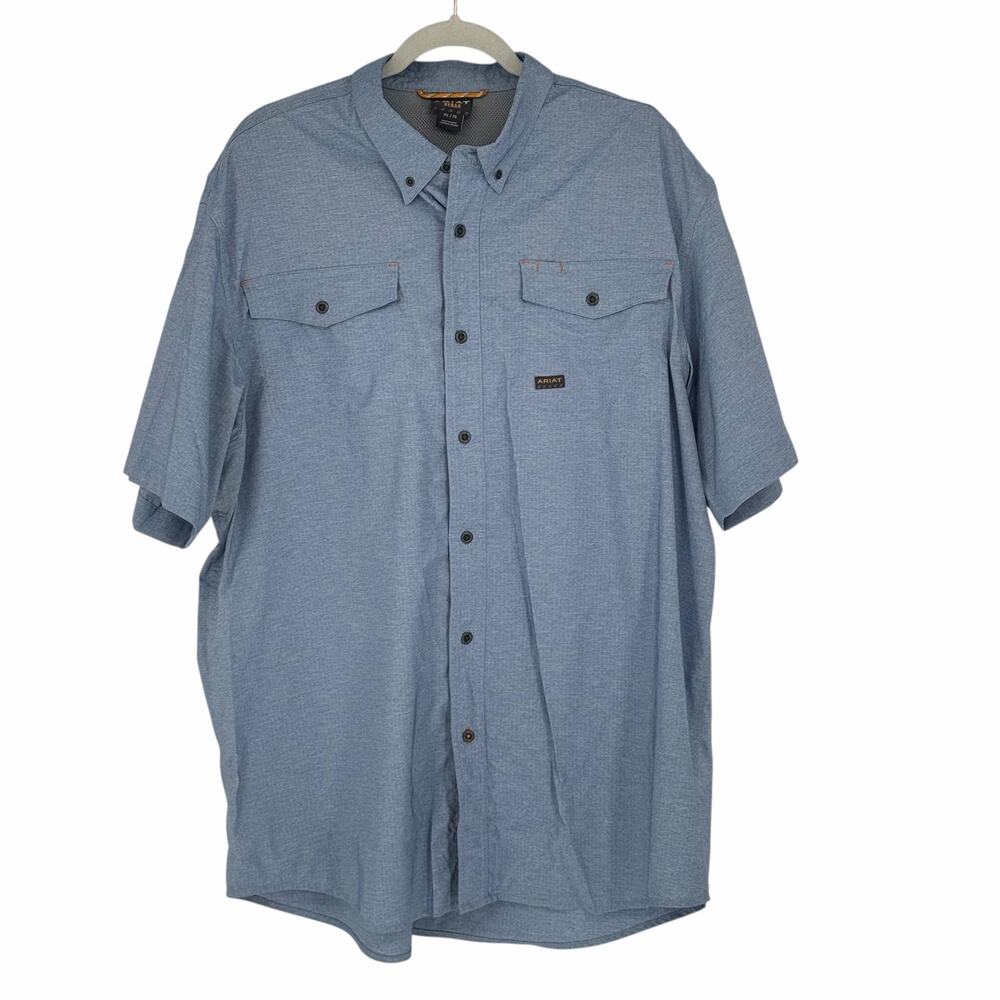 Ariat Rebar Men’s Made Tough VentTek Blue Gray Button Down Shirt XL